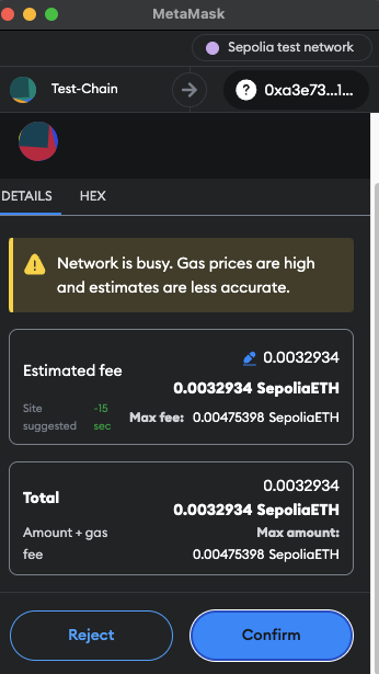 Verify your request and sign your transaction.